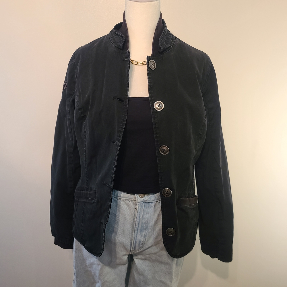 Arson Y2k Black Button-Up Jacket With Embroidered Embellisments